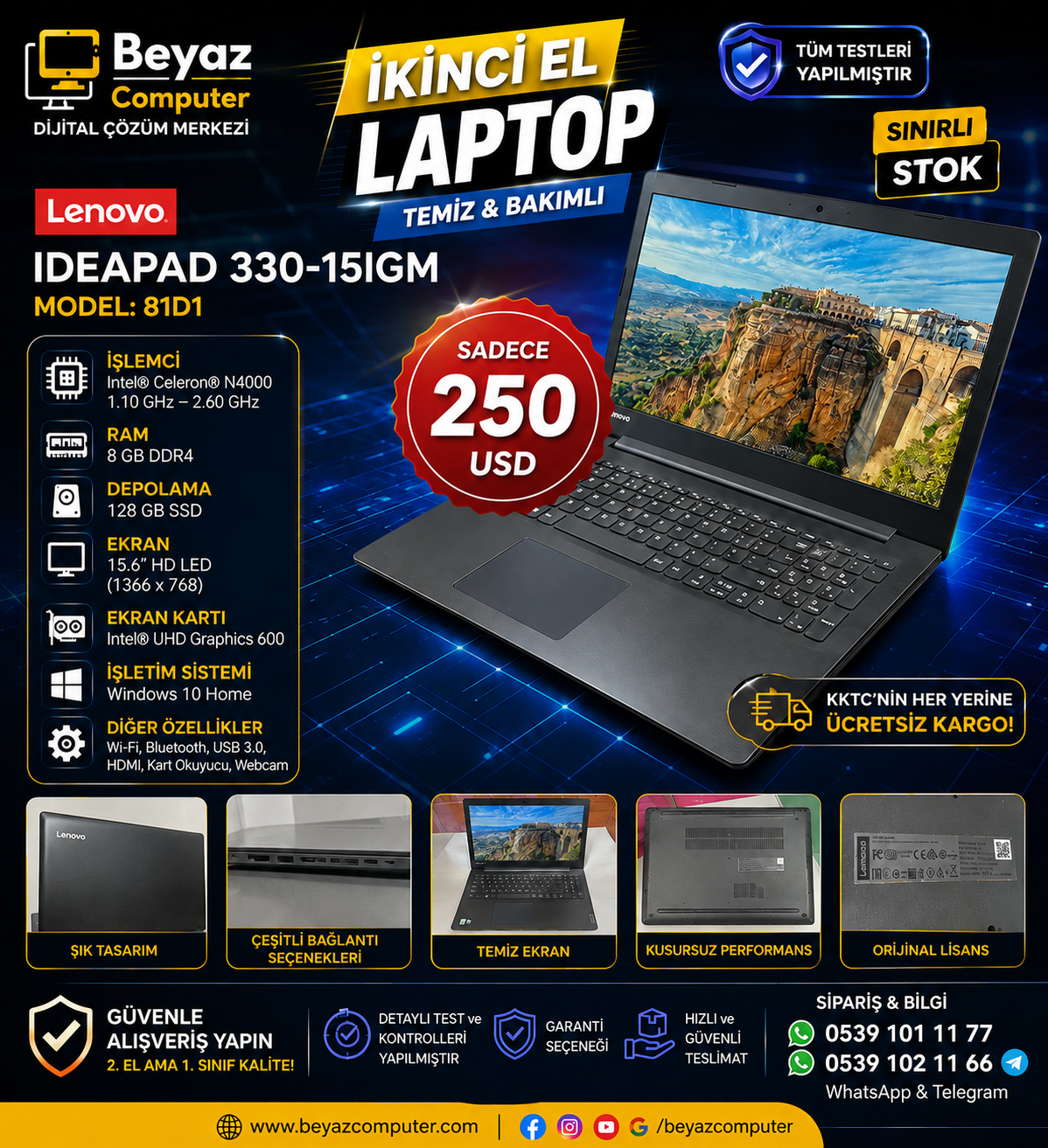 2.EL Lenovo ideapad 330 15.6,8 GB,128 GB