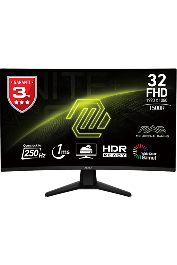 MSI MAG 32C6X 31.5'' 1500RVA 1MS 250HZ FHD Adaptive-Sync Monitör