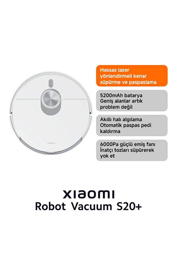 Xiaomi Robot Vacuum S20 Plus Beyaz Akıllı Robot Süpürge-Kıbrıs