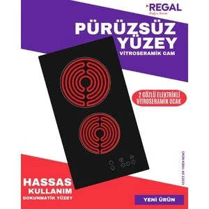 Regal AO 2202V 2 Gözlü elektrikli Vitroseramik Elektrikli Ocak