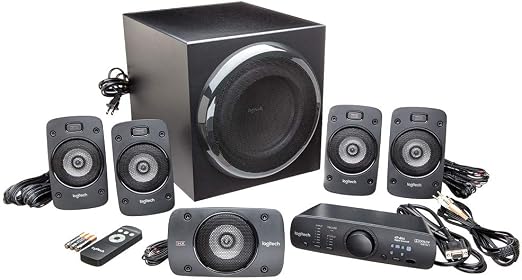 Logitech Z906 5.1 Surround Ses Hoparlör Sistemi, Çoklu Giriş, THX Sertifikalı, 1000 W Dolby Digital/DTS Kod Çözme Özellikli, Siyah