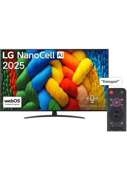 LG 65NANO81A3A '65  inç LG NanoCell AI  NANO82 4K SMART TV (2025)