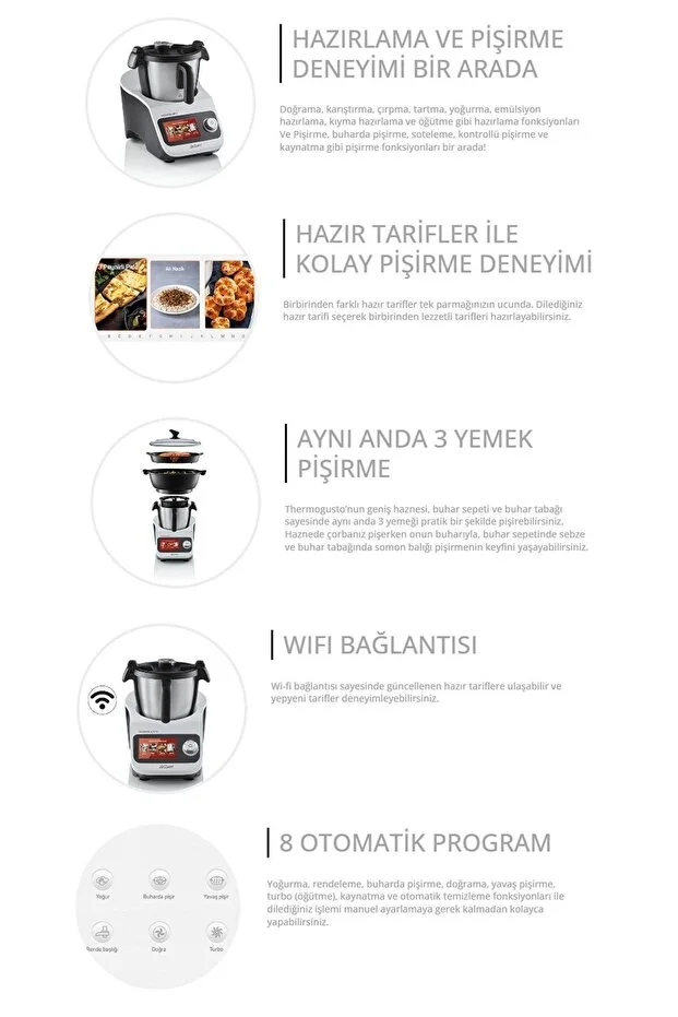 ARZUM THERMOGUSTO ÇOK FONKSİYONLU AKILLI MUTFAK ROBOTU AR1181 - 5
